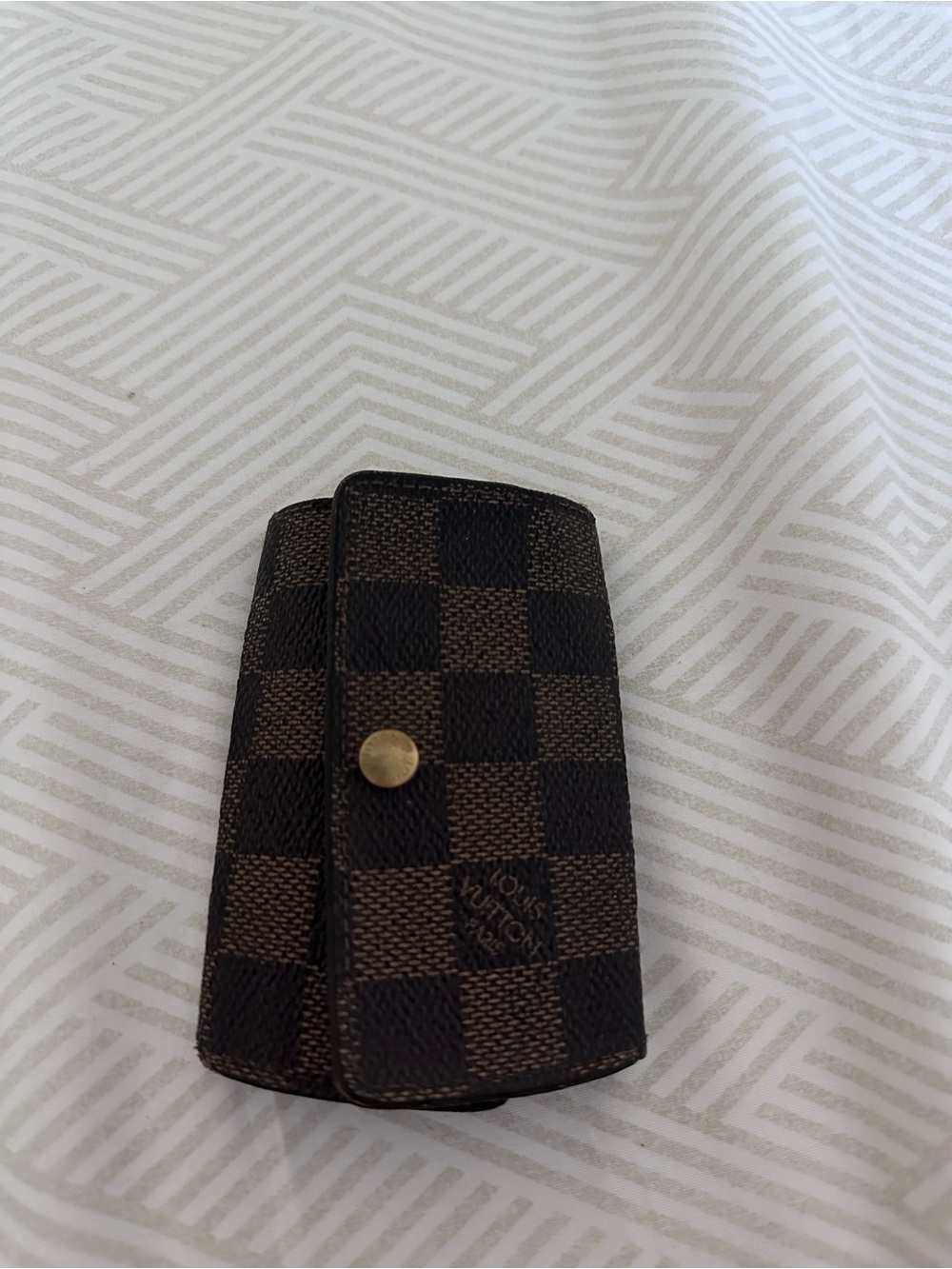 Louis Vuitton Brown Damier Canvas Key Pouch with Gold Snap